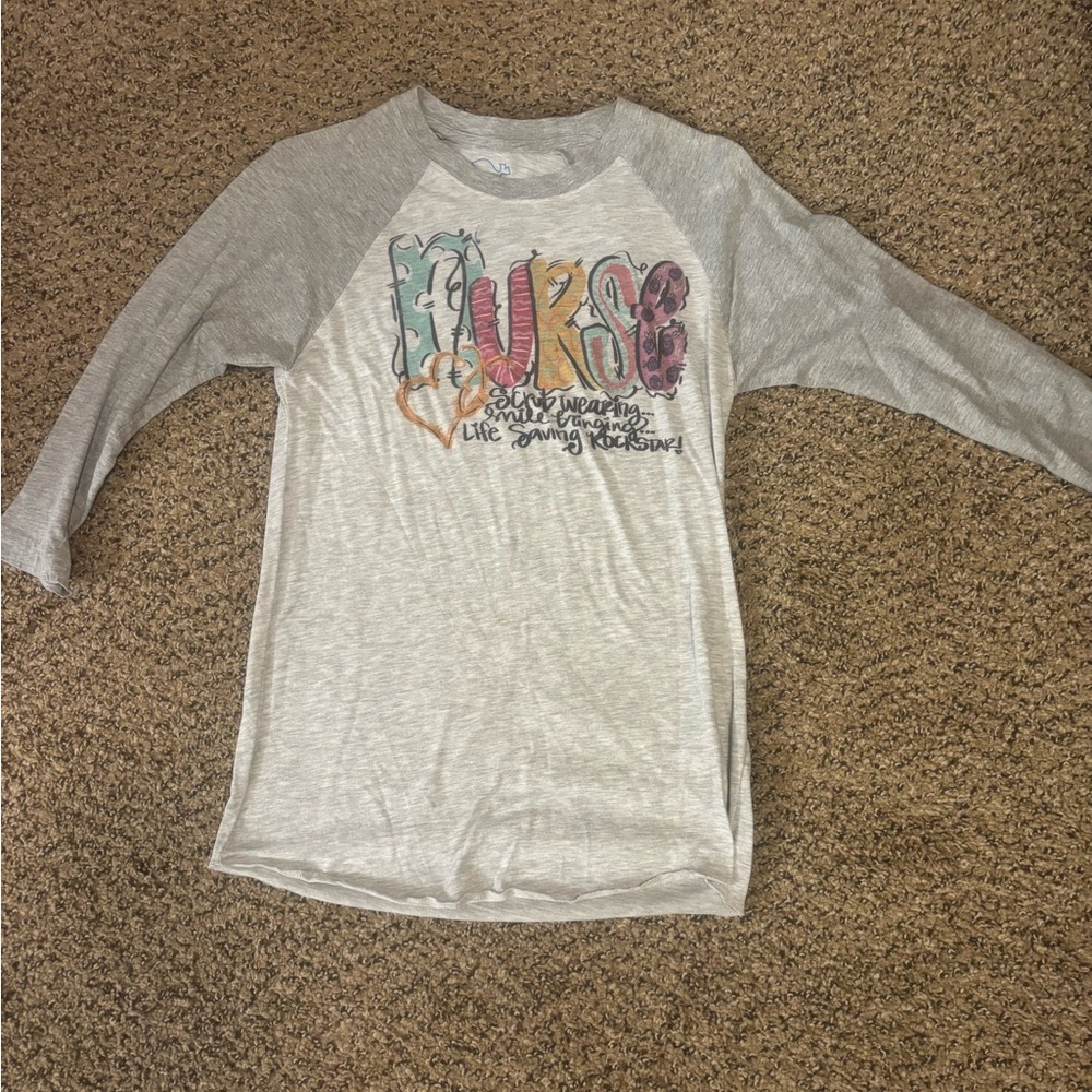 Nurse Gray Graphic baseball tee